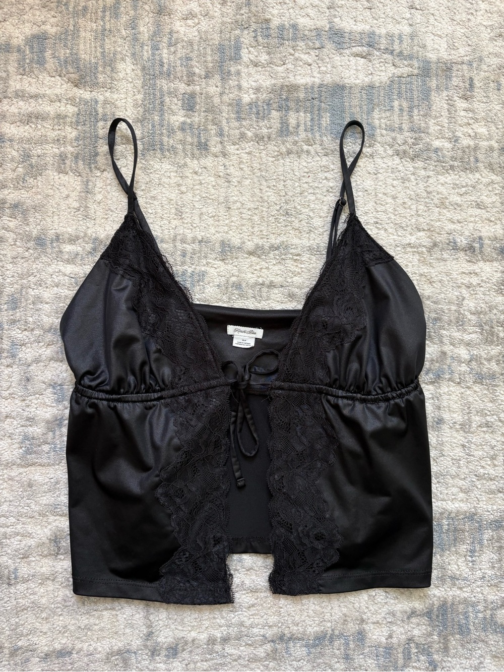 Urban Outfitters Black Satin Lace-Trim Cami